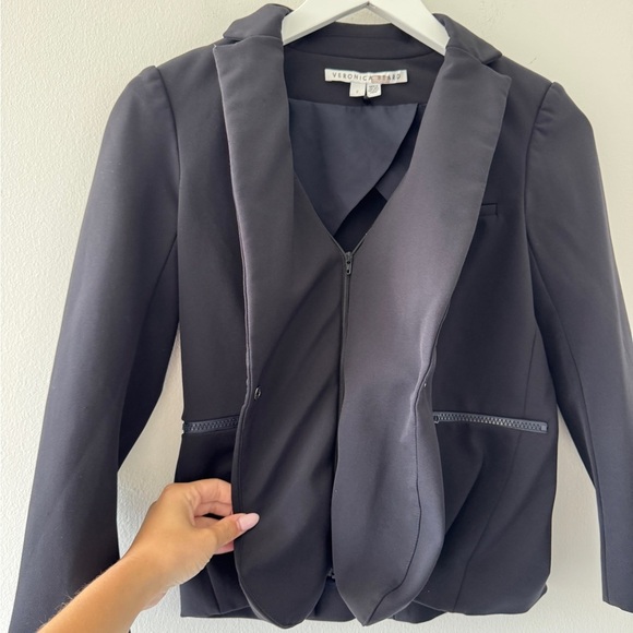 VERONICA BEARD Scuba Schoolboy Blazer Jacket in Navy 2 - Picture 13 of 14